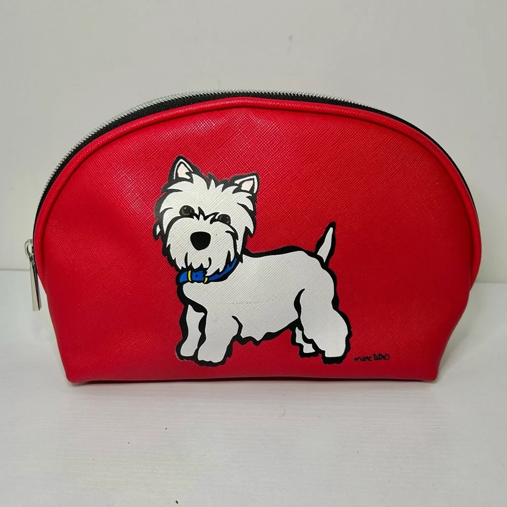 Marc Tetro Westie Terrier Red Cosmetic Bag